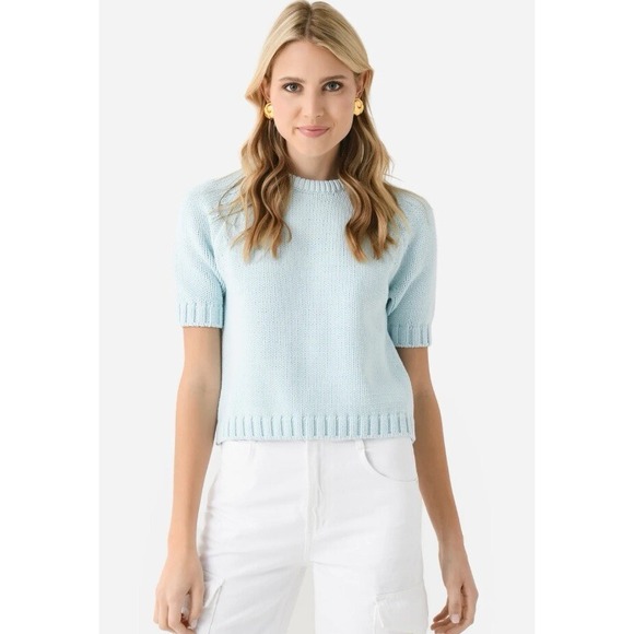 White + Warren Sweaters - WHITE +‎ WARREN Cotton Rope Crewneck Sweater. Light Green Blue Sz M. NWT